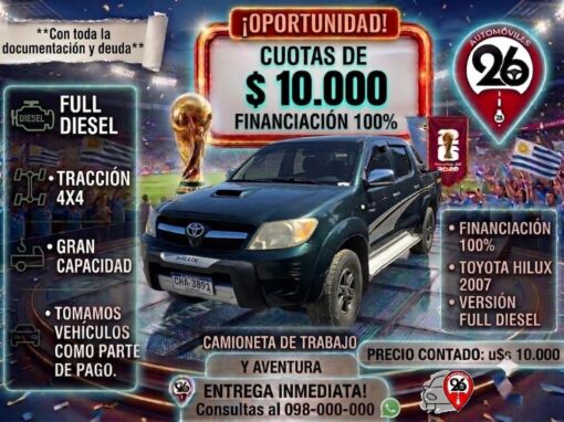 TOYOTA HILUX DOBLE CABINA DIESEL U$S 10.000