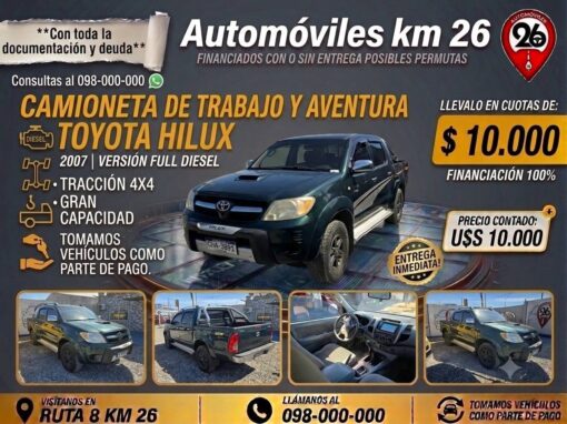TOYOTA HILUX DOBLE CABINA DIESEL U$S 10.000