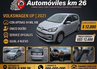 VOLKSWAGEN UP 2021 U$S 12600 CON 44 MIL KM