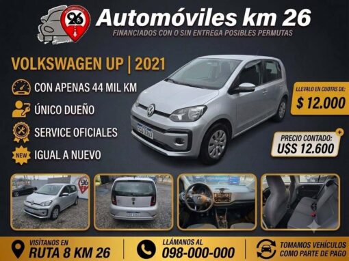 VOLKSWAGEN UP 2021 U$S 12600 CON 44 MIL KM